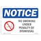 Signmission OSHA Sign, No Smoking Under Penalty Of Dismissal, 18in X 12in Aluminum, 12" W, 18" L, Landscape OS-NS-A-1218-L-16188 - alternate 1